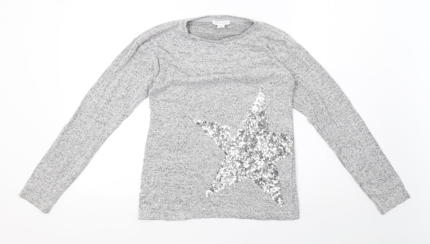 Primark Girls Grey  Knit Pullover Sweatshirt Size 11-12 Years