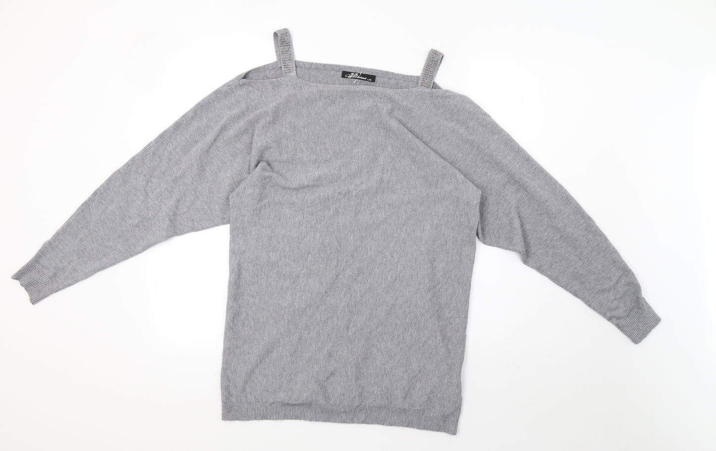 cc fashion Womens Grey  Knit Pullover Sweatshirt Size XL
