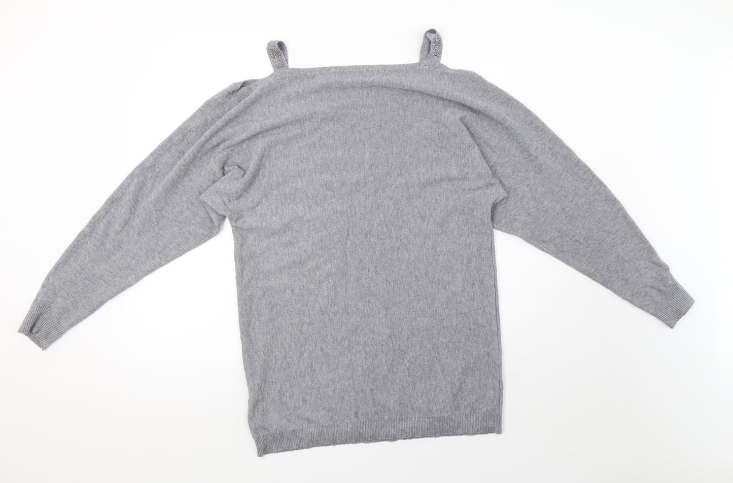 cc fashion Womens Grey  Knit Pullover Sweatshirt Size XL