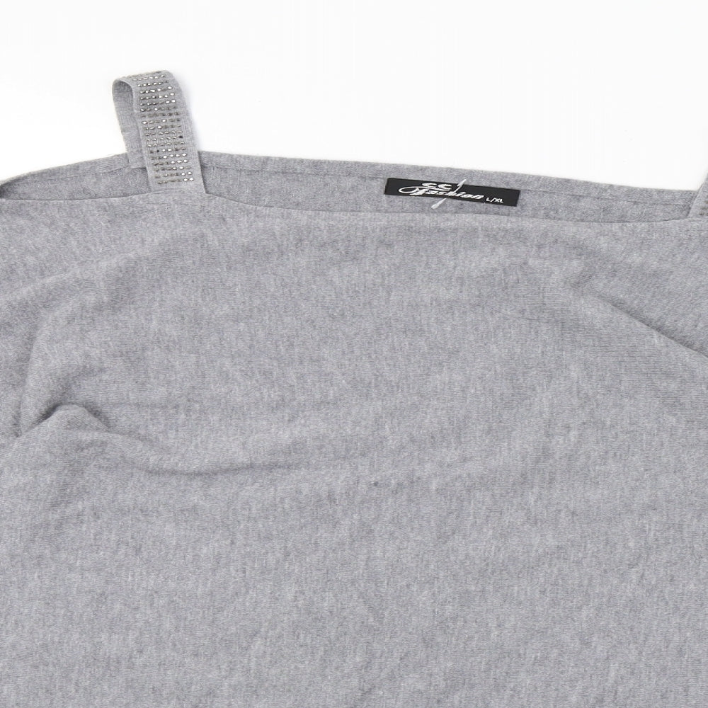 cc fashion Womens Grey  Knit Pullover Sweatshirt Size XL