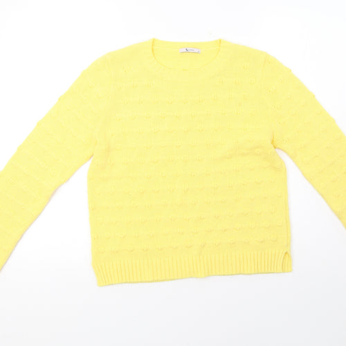 sainsburys Womens Yellow Geometric Knit Pullover Sweatshirt Size 10