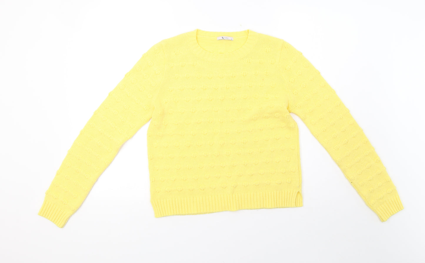 sainsburys Womens Yellow Geometric Knit Pullover Sweatshirt Size 10