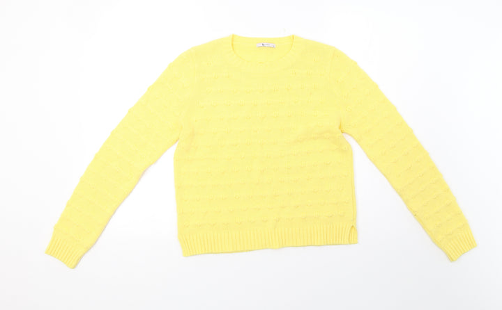 sainsburys Womens Yellow Geometric Knit Pullover Sweatshirt Size 10