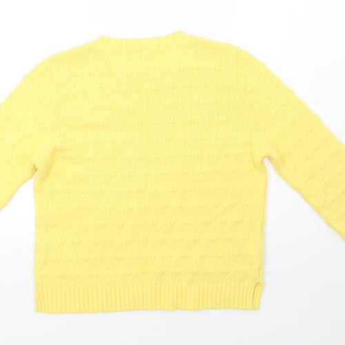 sainsburys Womens Yellow Geometric Knit Pullover Sweatshirt Size 10
