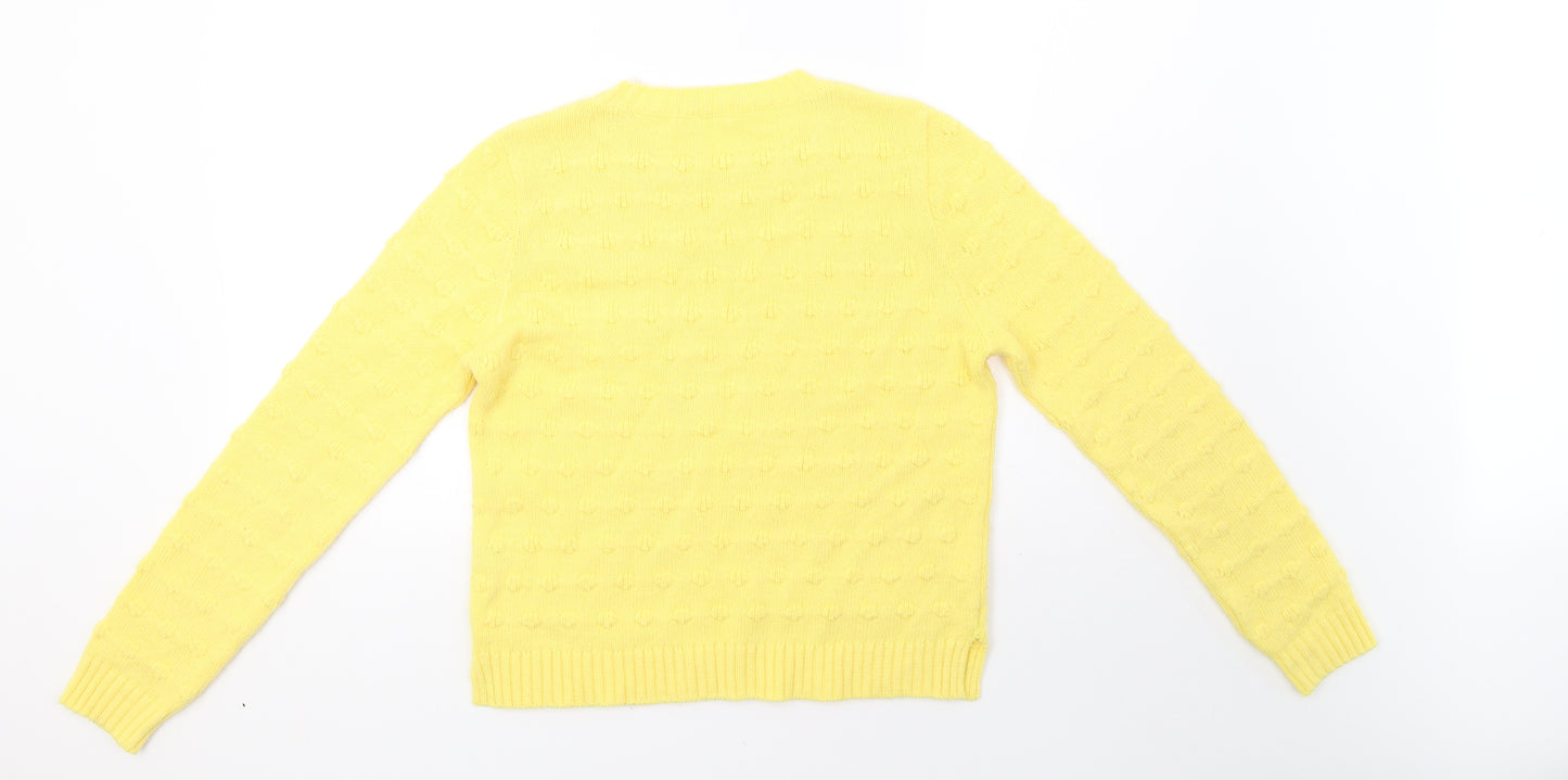 sainsburys Womens Yellow Geometric Knit Pullover Sweatshirt Size 10