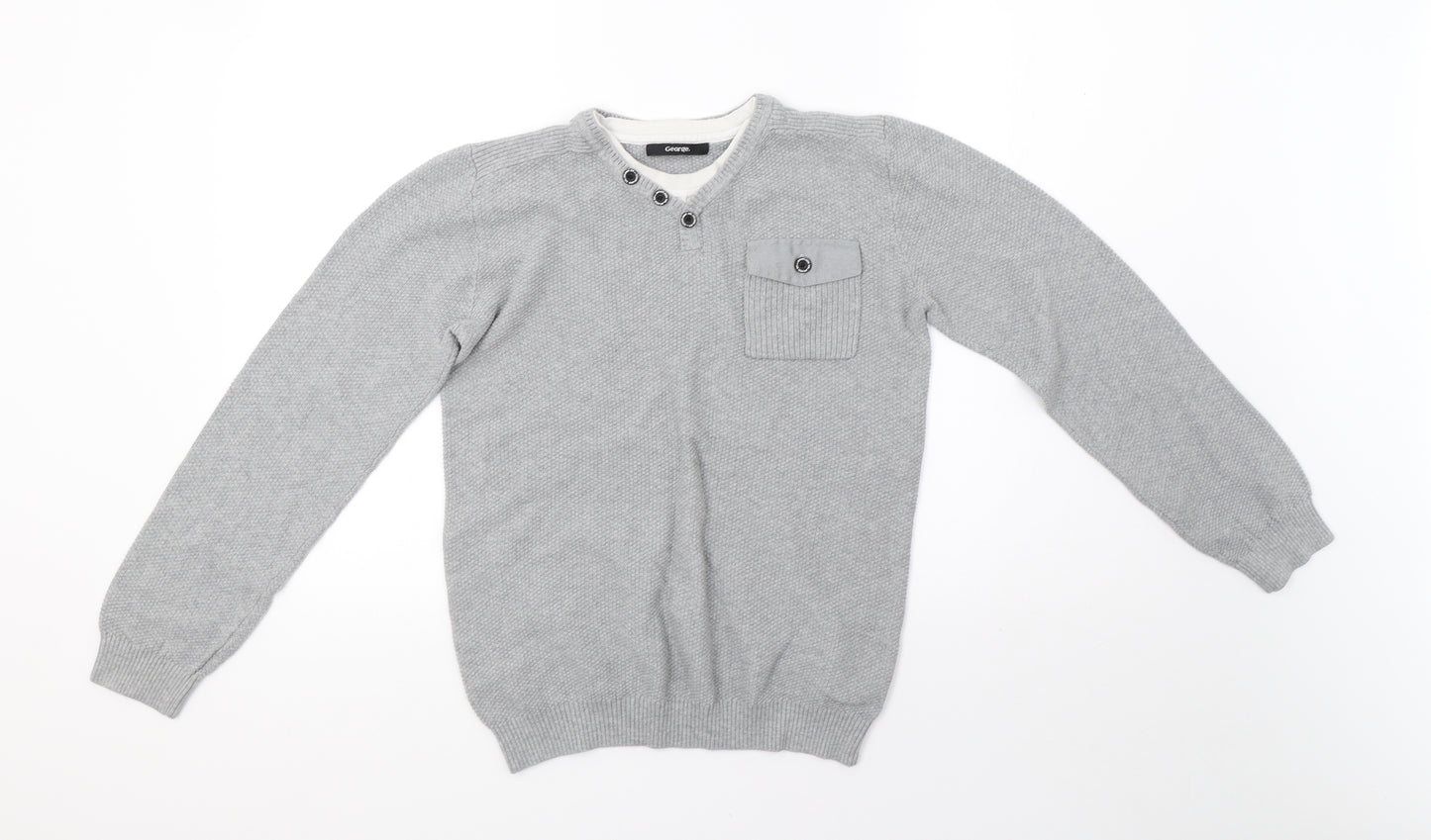 George Boys Grey  Knit Pullover Sweatshirt Size 12-13 Years