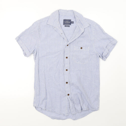 Topman Mens Blue Striped   Button-Up Size S