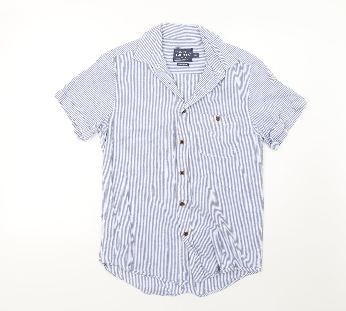 Topman Mens Blue Striped   Button-Up Size S