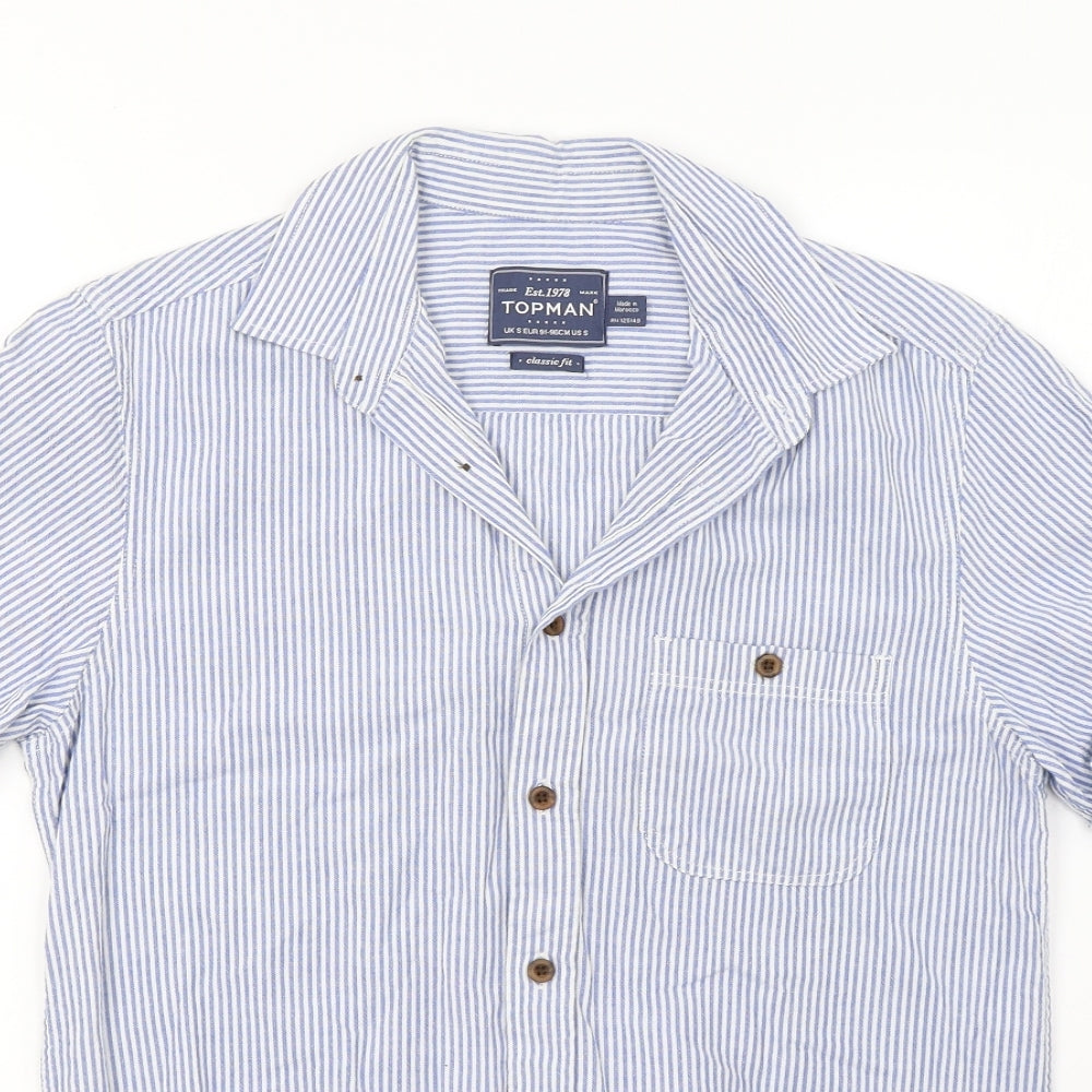 Topman Mens Blue Striped   Button-Up Size S