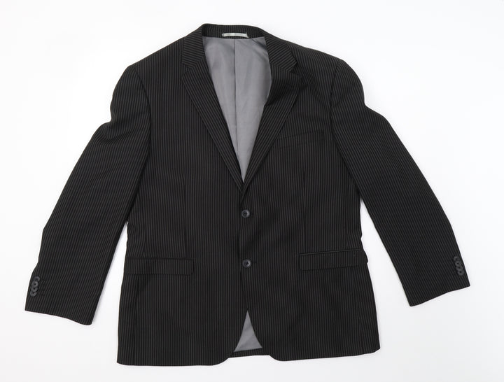 George Mens Black Striped Jacket Blazer Size 42