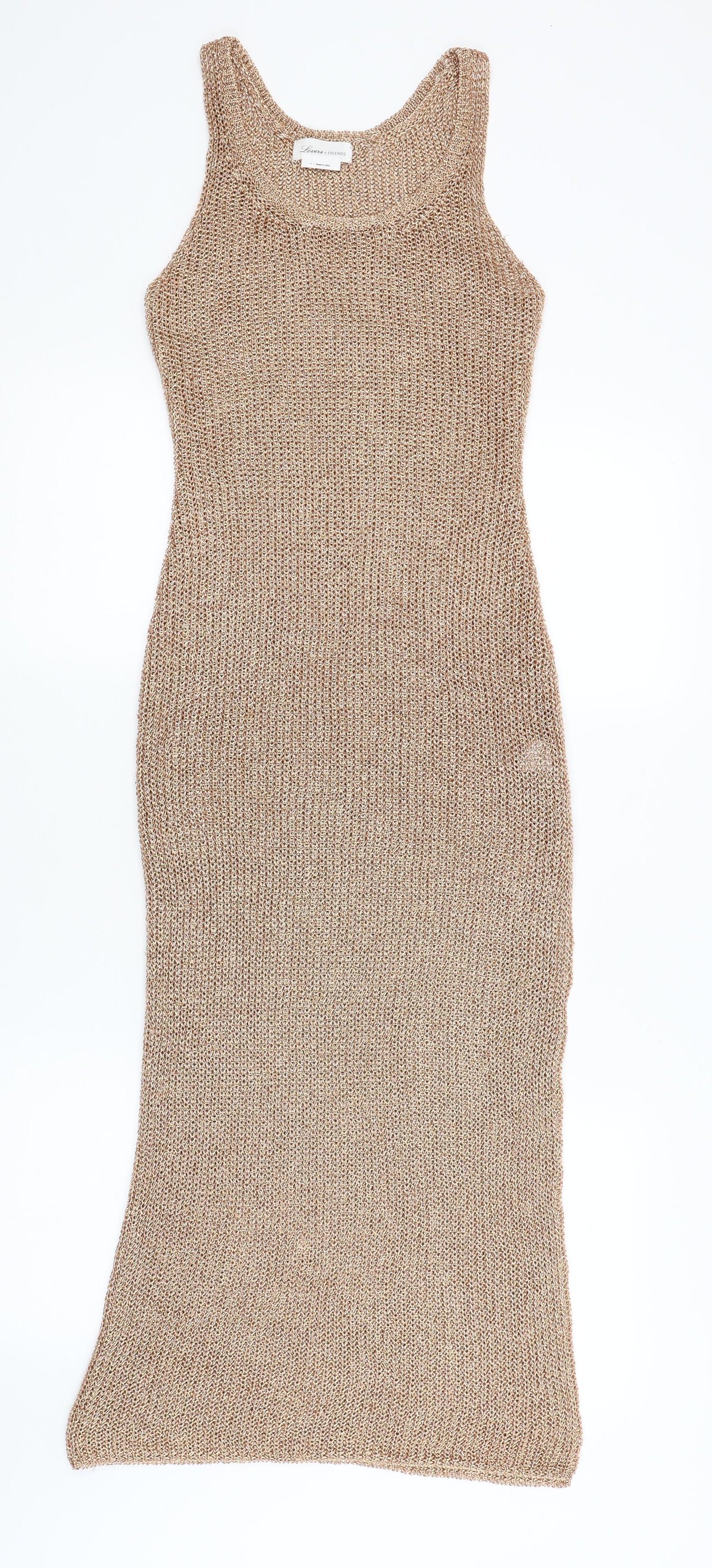 Lovers & Friends Womens Gold   Slip Dress  Size S