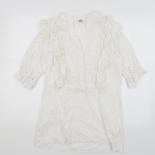 Mochy Womens White   Basic Blouse Size S