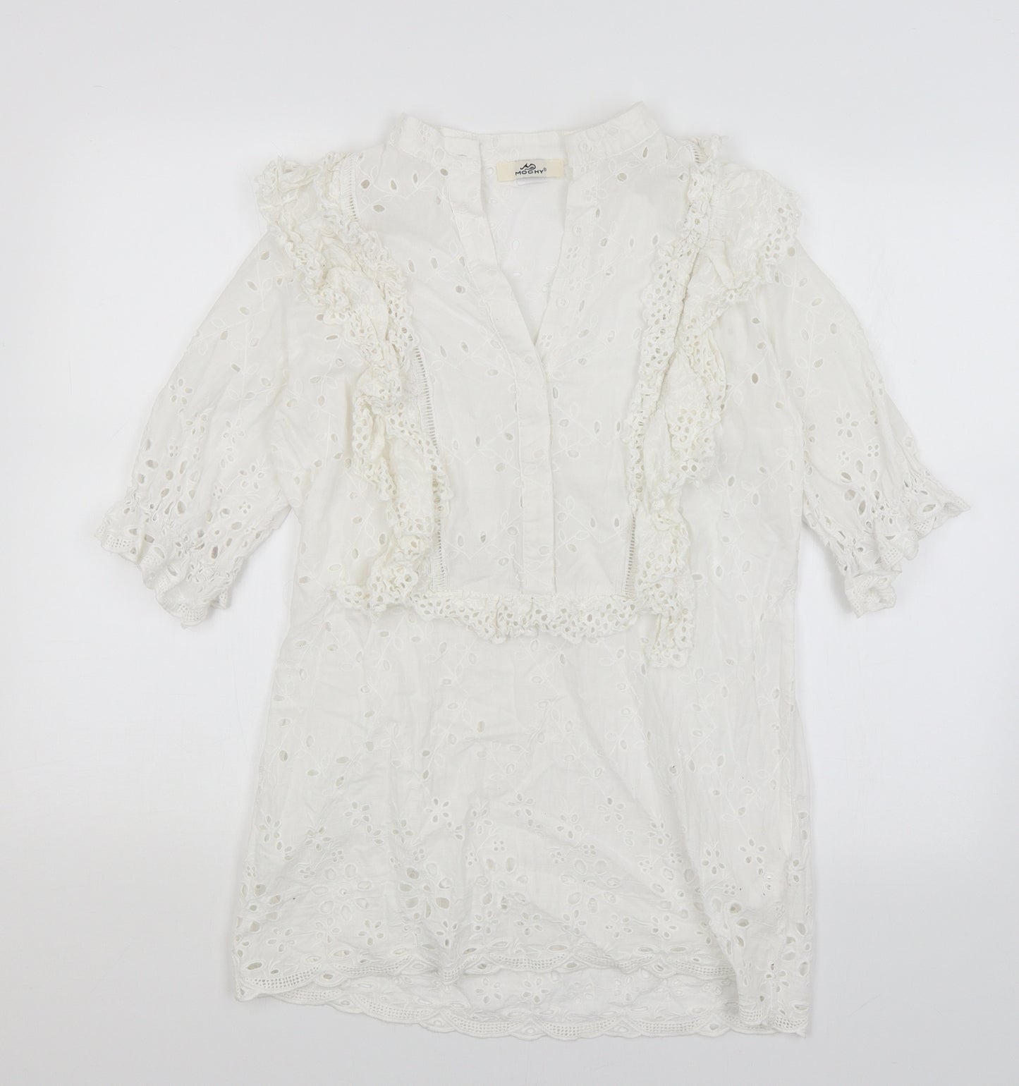 Mochy Womens White   Basic Blouse Size S