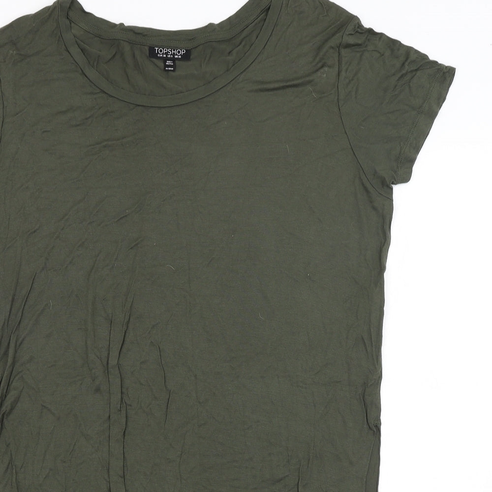Topshop Womens Green   Basic T-Shirt Size 10