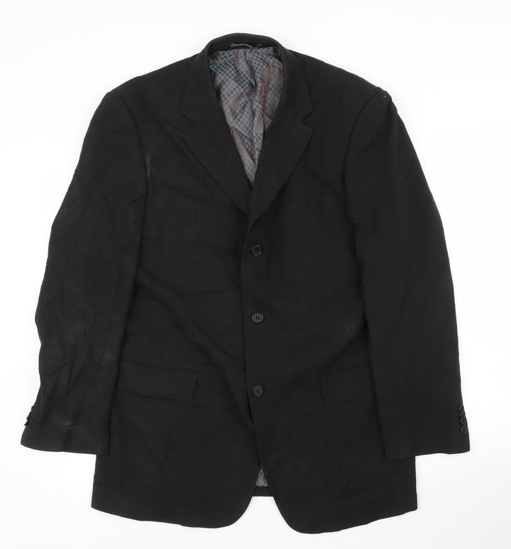 Henley & Knight Mens Black Jacket Suit Jacket Size 40
