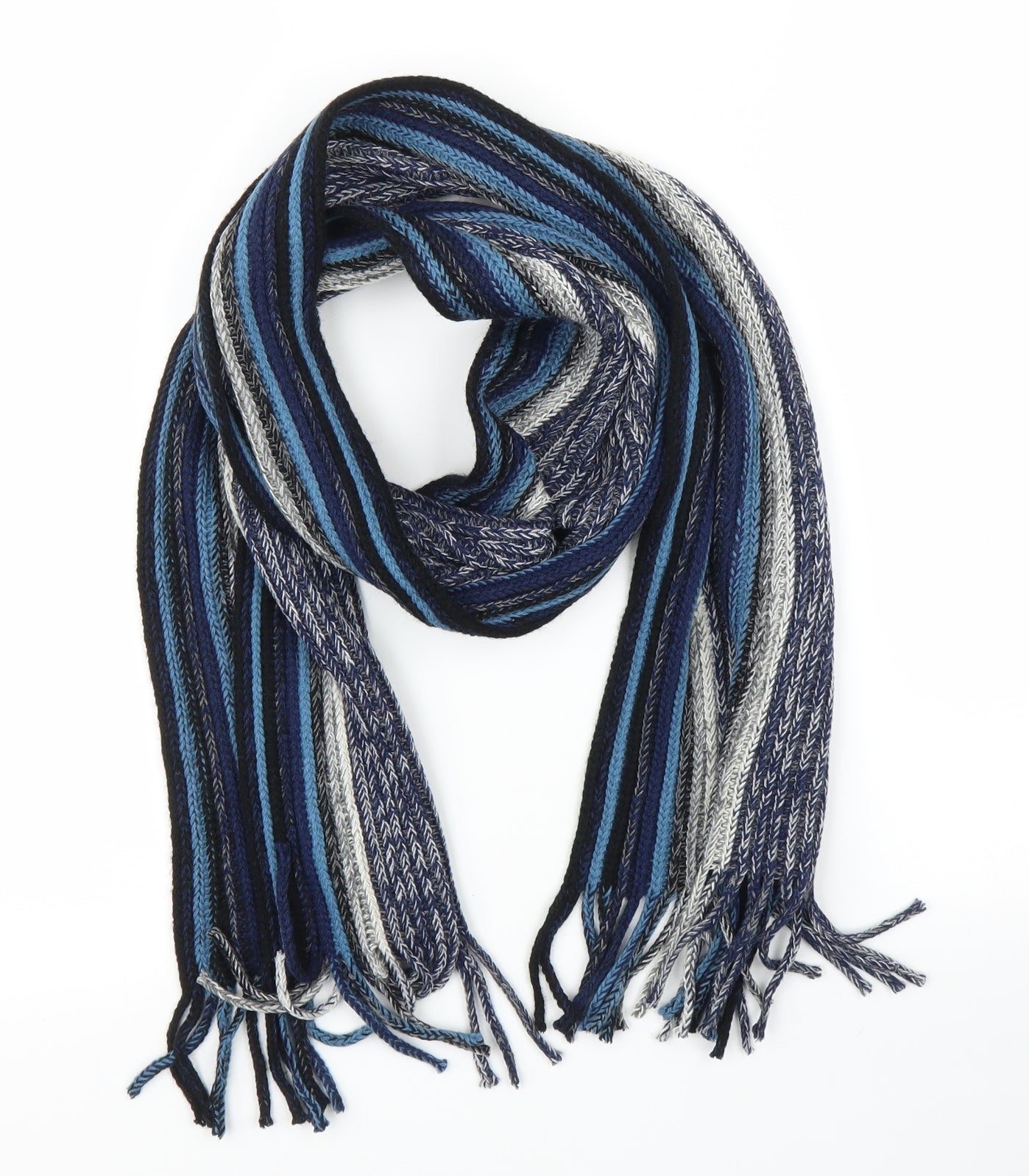 Nutmeg Mens Blue Striped  Scarf  One Size