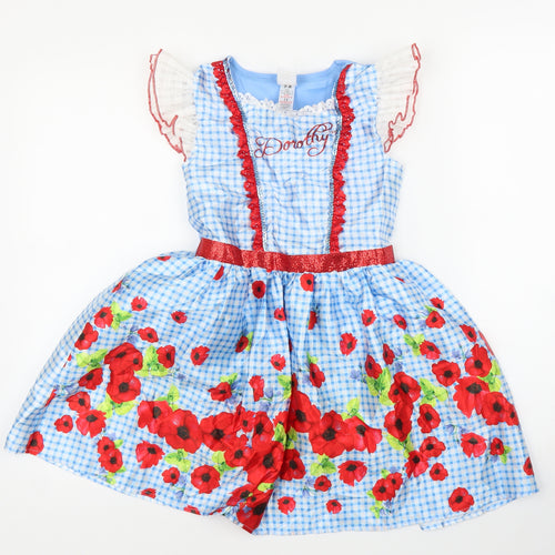 George Girls Blue Floral  A-Line  Size 7-8 Years  - Wizard of Oz