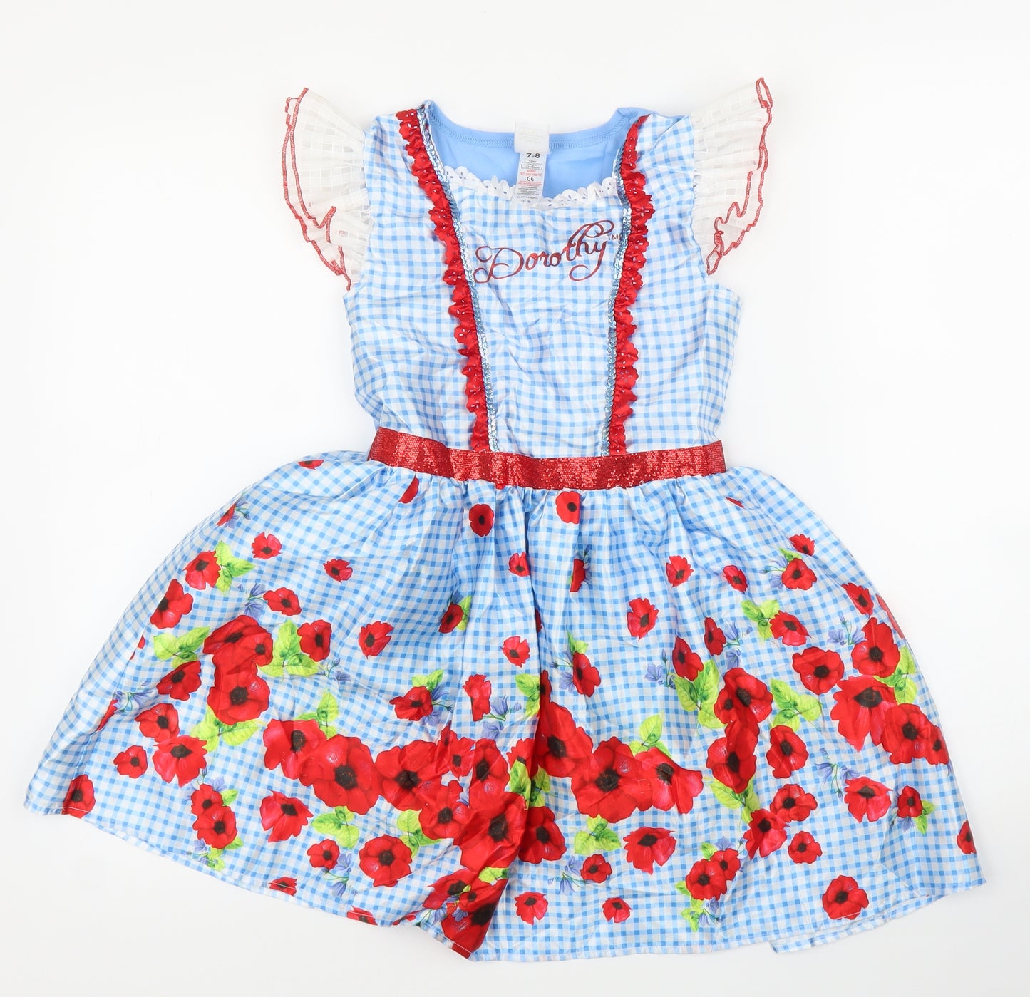 George Girls Blue Floral  A-Line  Size 7-8 Years  - Wizard of Oz