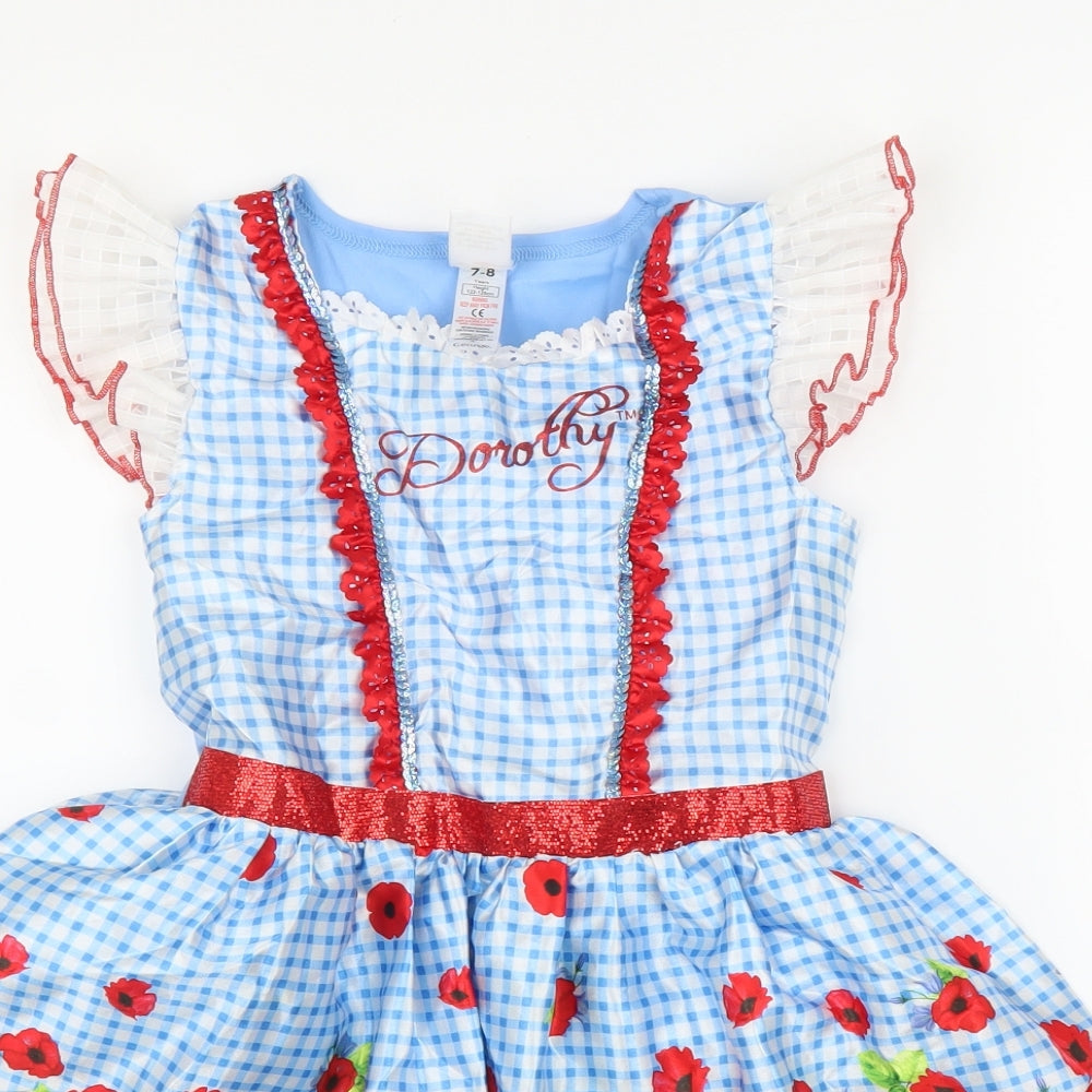 George Girls Blue Floral  A-Line  Size 7-8 Years  - Wizard of Oz