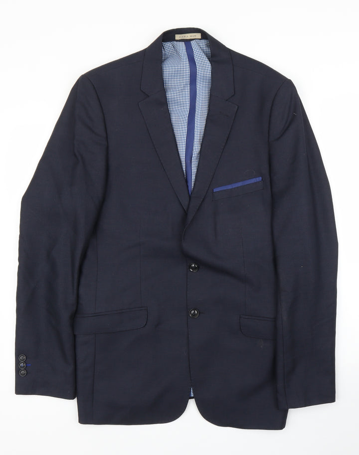 Zara Mens Blue Jacket Suit Jacket Size 38