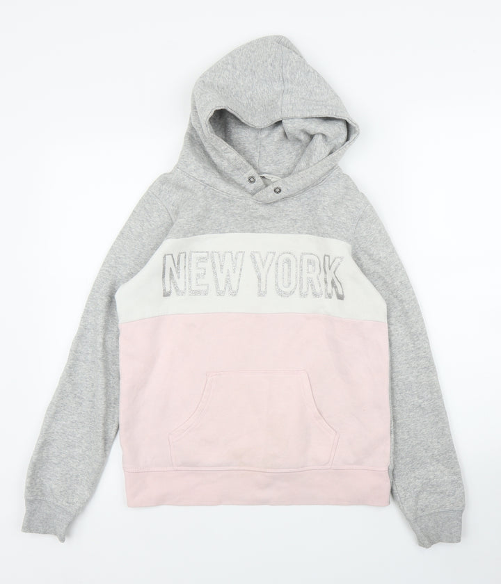 H&M Girls Grey   Pullover Hoodie Size 13 Years