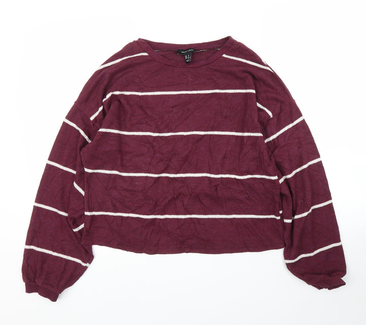 New Look Womens Purple Striped Pullover Jumper Size M