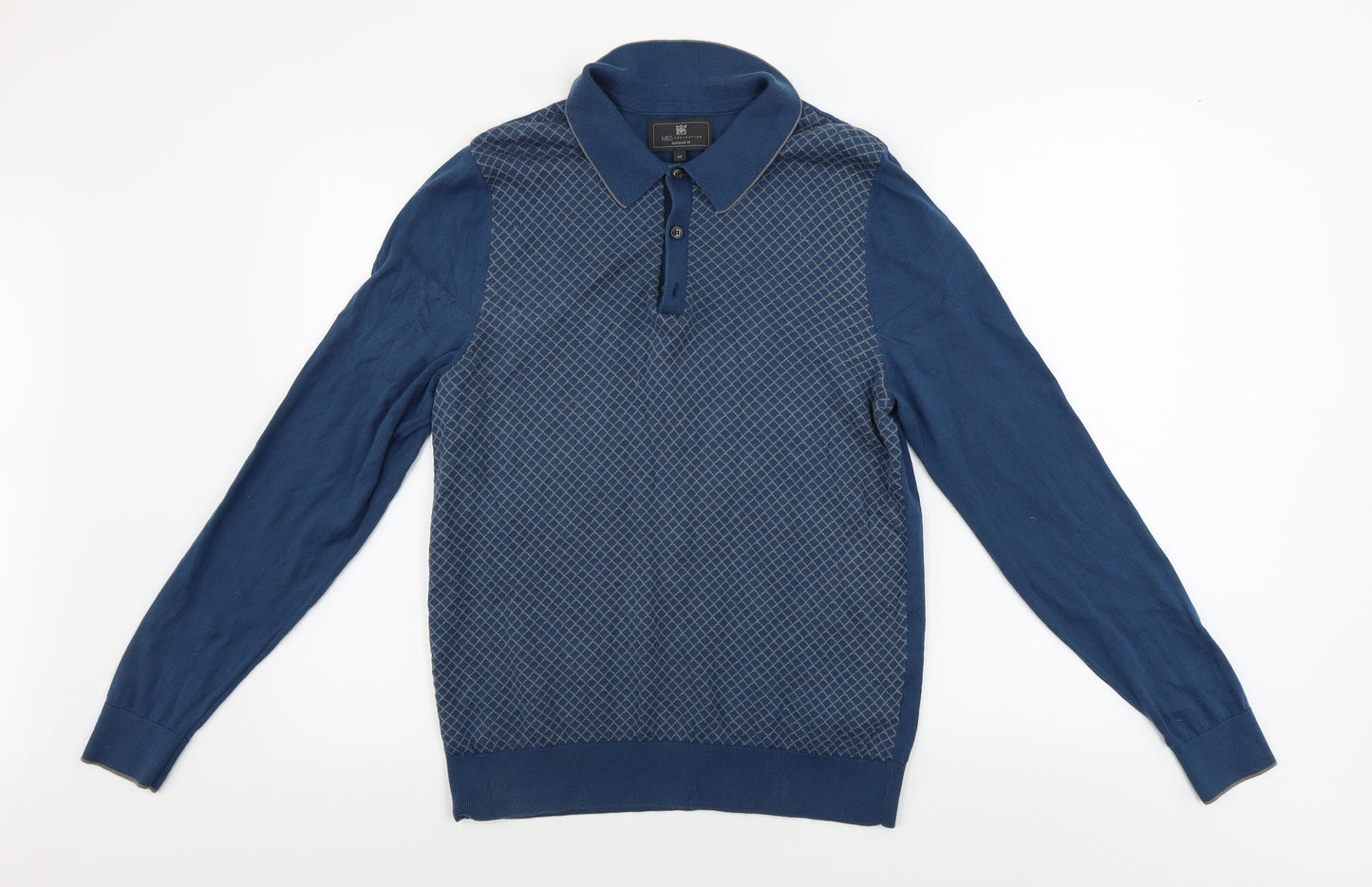 Marks and Spencer  Mens Blue Geometric   Polo Size M