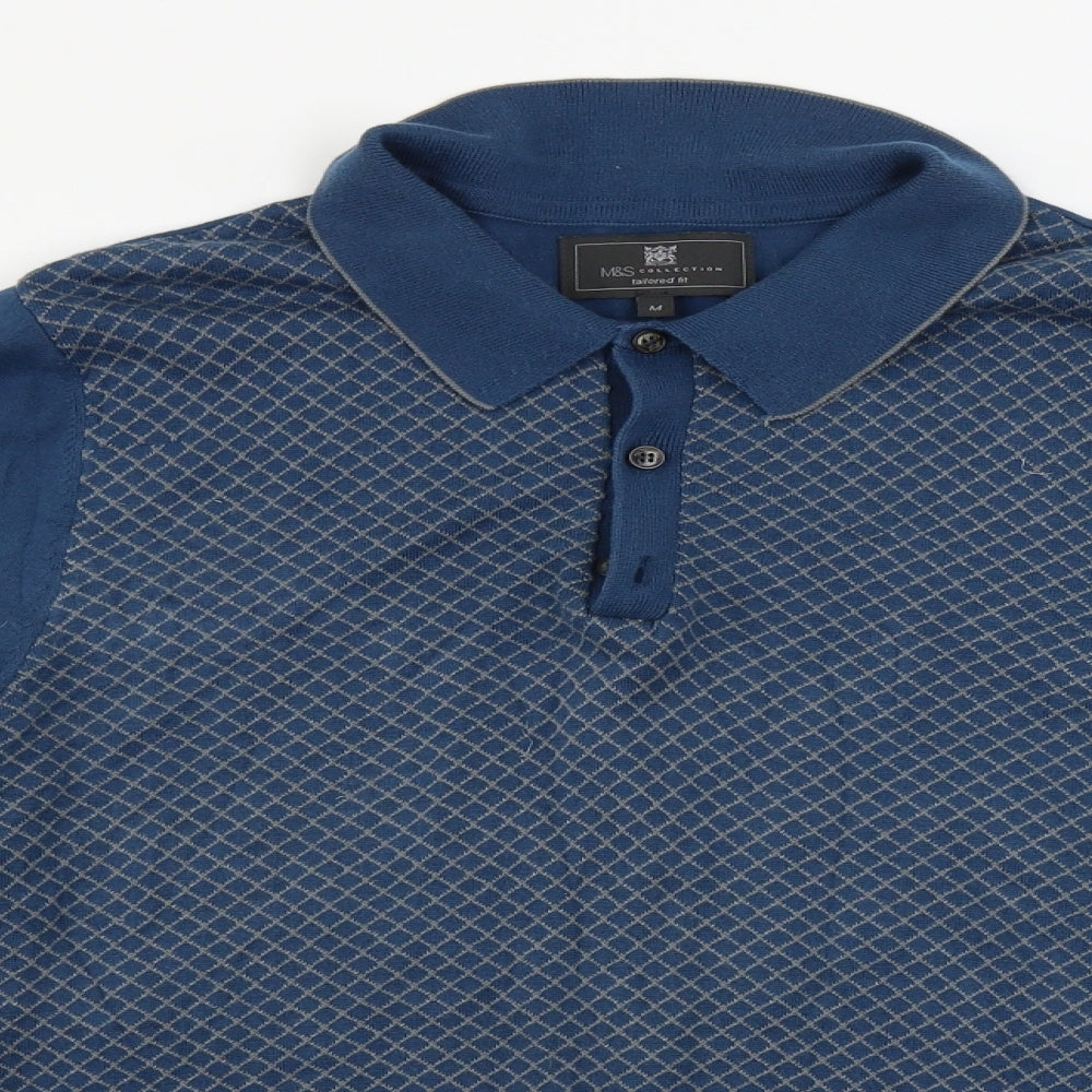 Marks and Spencer  Mens Blue Geometric   Polo Size M