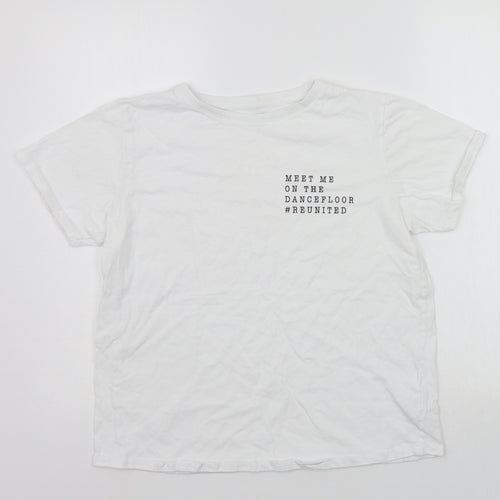 NJSCREENPRINTS Womens White   Basic T-Shirt Size 12