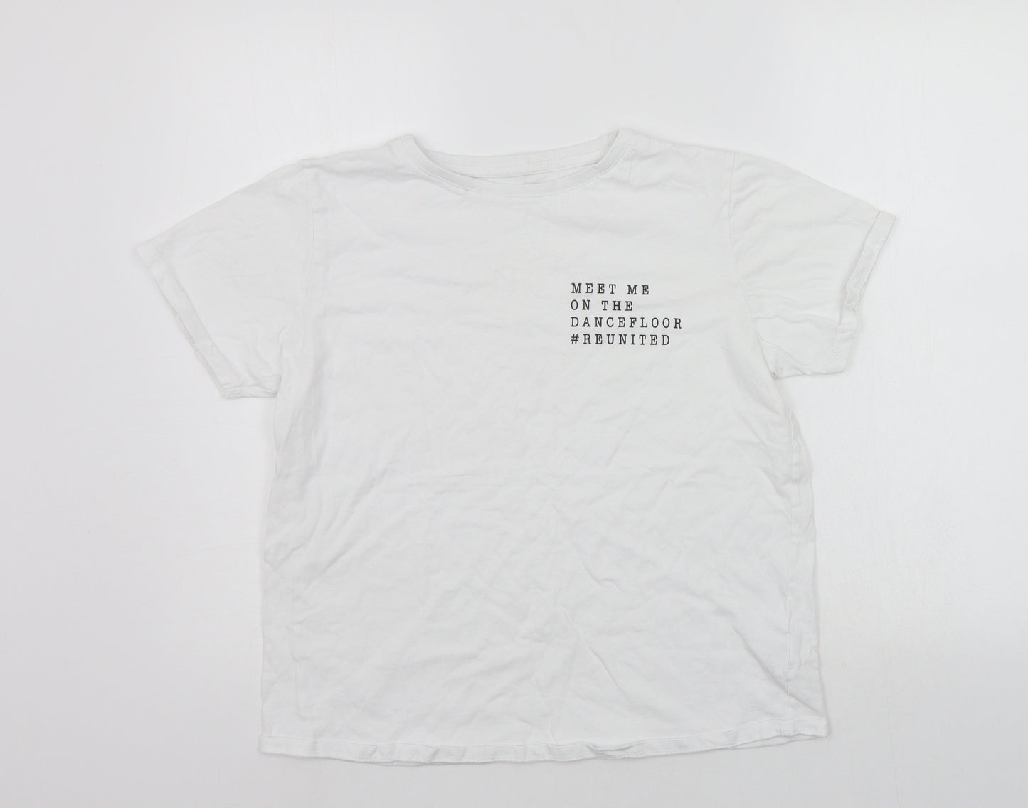 NJSCREENPRINTS Womens White   Basic T-Shirt Size 12