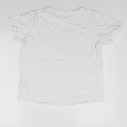 NJSCREENPRINTS Womens White   Basic T-Shirt Size 12