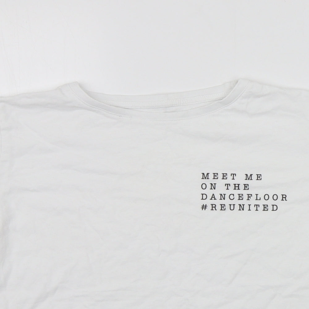 NJSCREENPRINTS Womens White   Basic T-Shirt Size 12