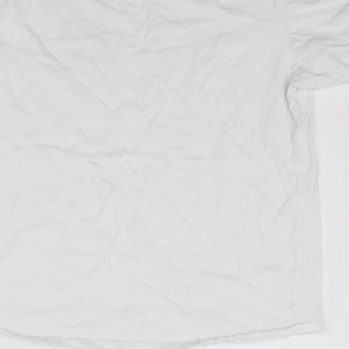 NJSCREENPRINTS Womens White   Basic T-Shirt Size 12