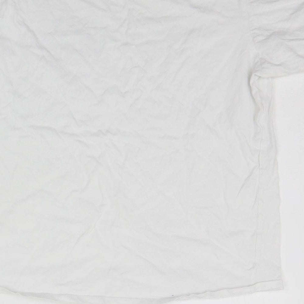 NJSCREENPRINTS Womens White   Basic T-Shirt Size 12