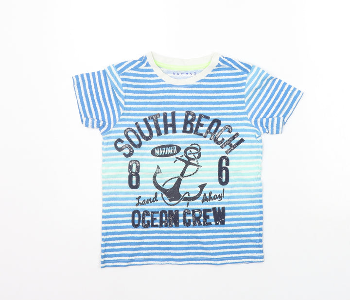 Nutmeg Boys Blue Striped Basic T-Shirt Size 5-6 Years