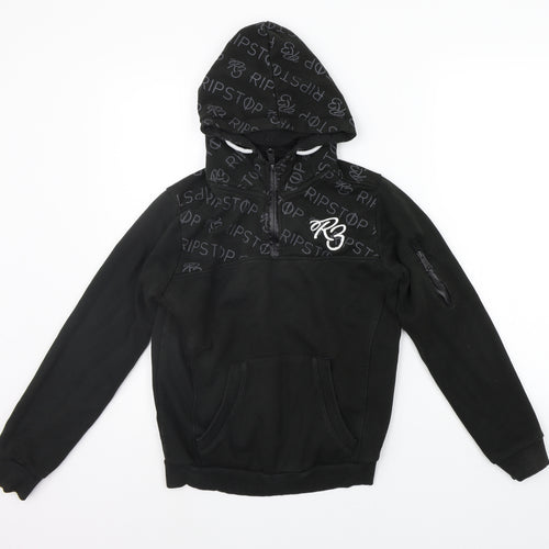 Ribstop Boys Black   Pullover Hoodie Size L