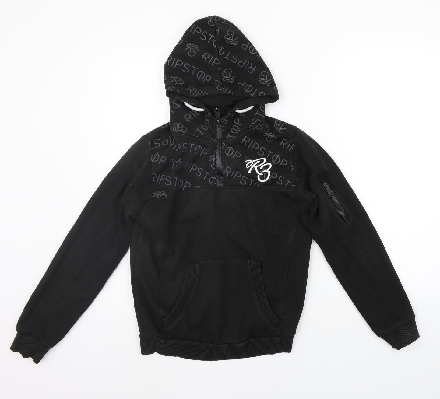 Ribstop Boys Black   Pullover Hoodie Size L
