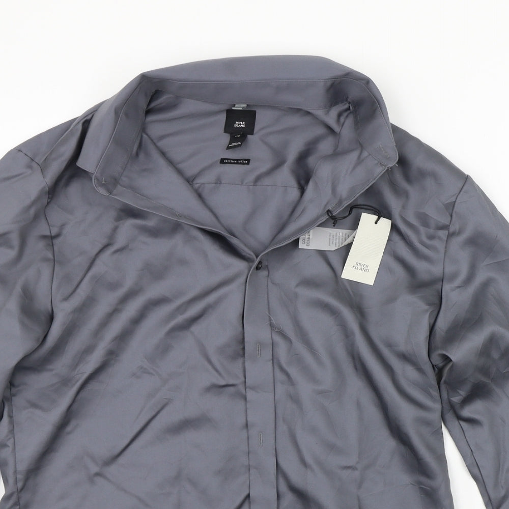 River Island Mens Grey    Button-Up Size M