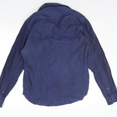 Moss London Mens Blue    Button-Up Size 16