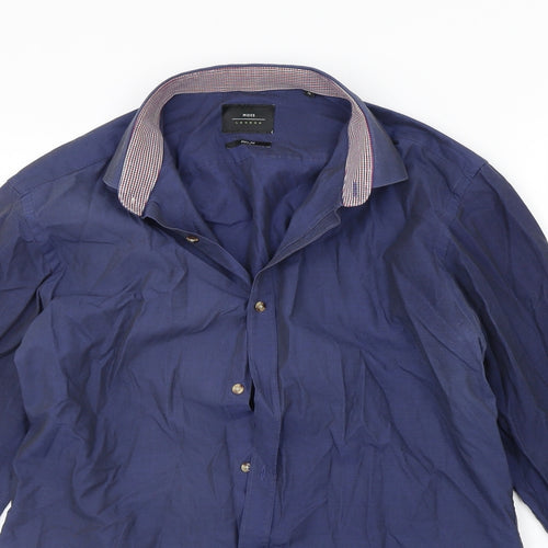Moss London Mens Blue    Button-Up Size 16
