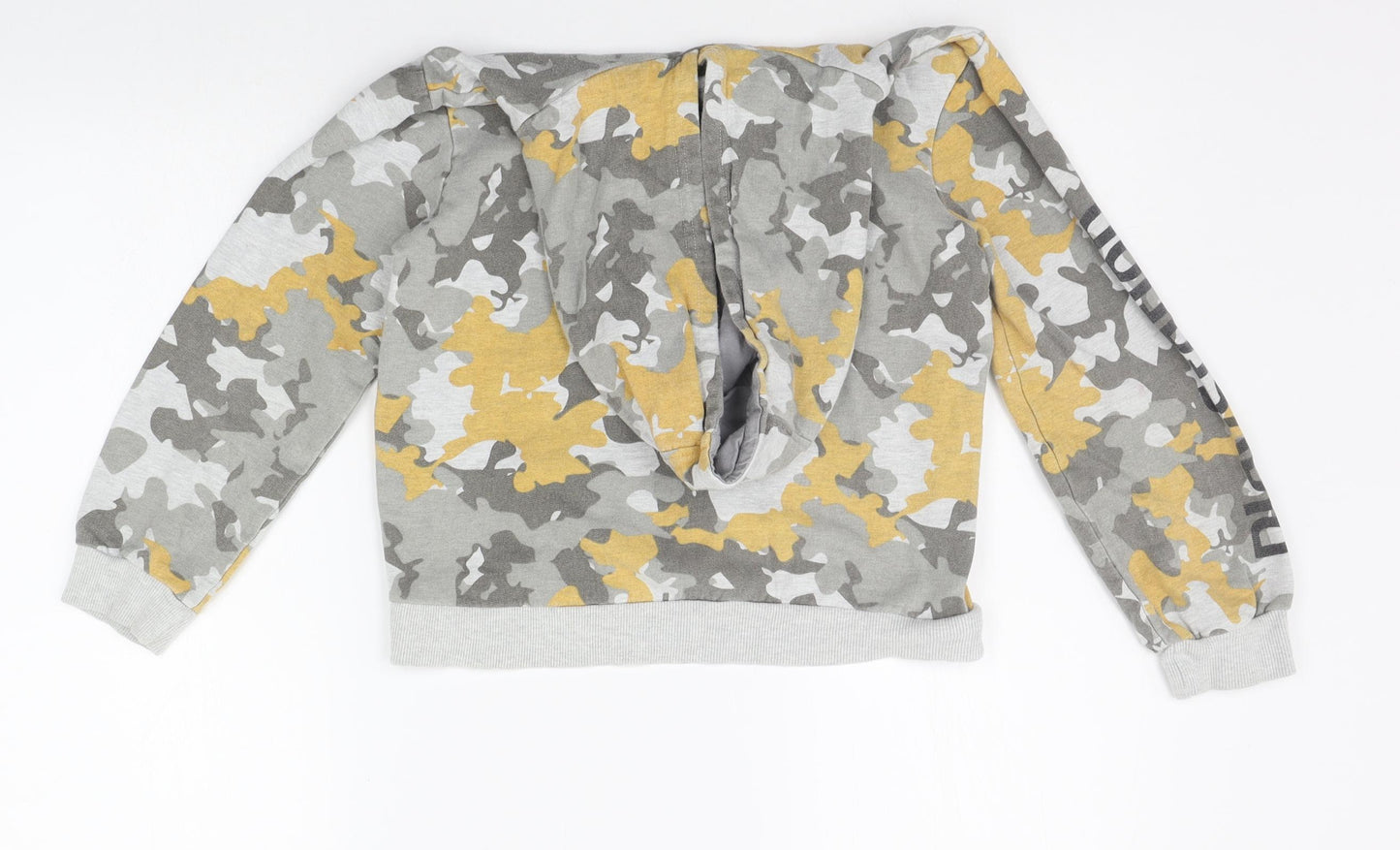 Nutmeg Girls Grey Geometric  Henley Jumper Size 9-10 Years