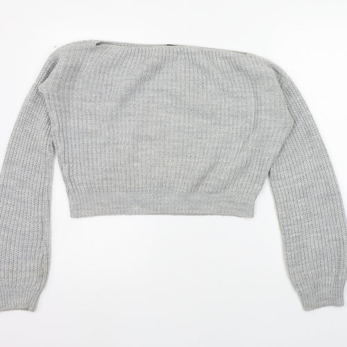 PRETTYLITTLETHING Womens Grey   Henley Jumper Size 8