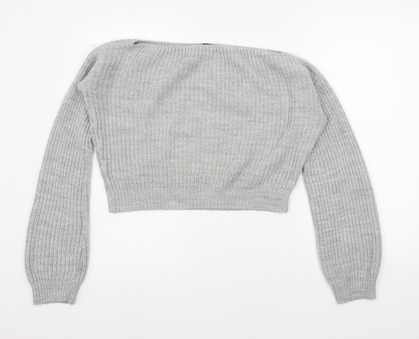 PRETTYLITTLETHING Womens Grey   Henley Jumper Size 8