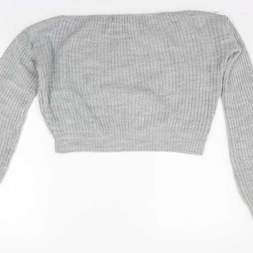 PRETTYLITTLETHING Womens Grey   Henley Jumper Size 8