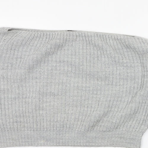PRETTYLITTLETHING Womens Grey   Henley Jumper Size 8