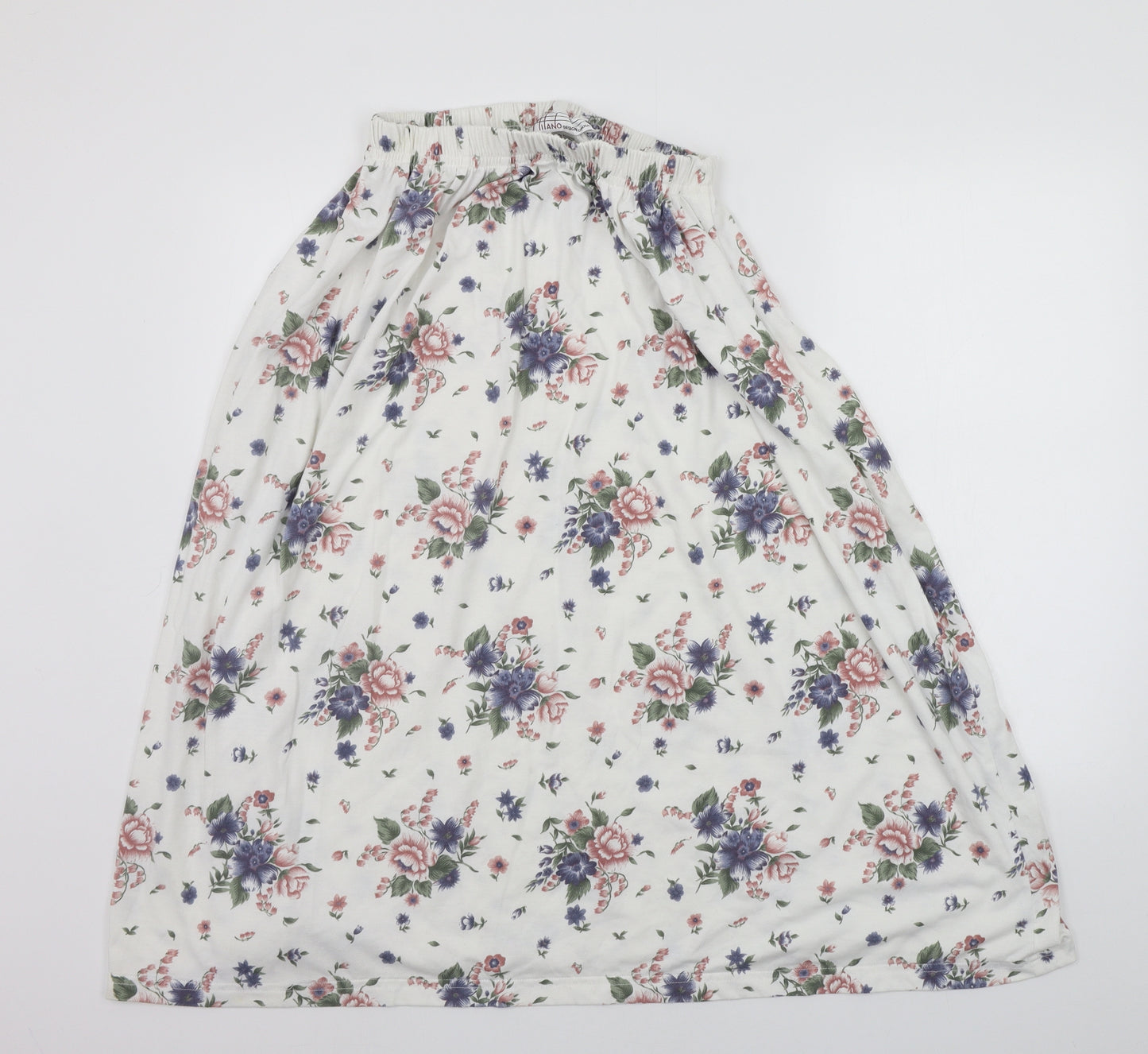 MALINO Womens White Geometric  A-Line Skirt Size M  - Elasticated Waist