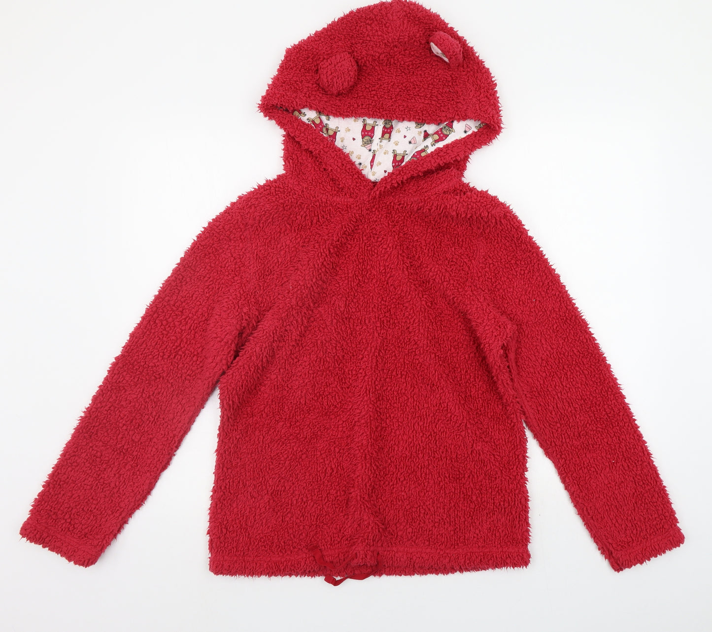 Matalan Womens Red Solid  Top Robe & Gown Set Size S