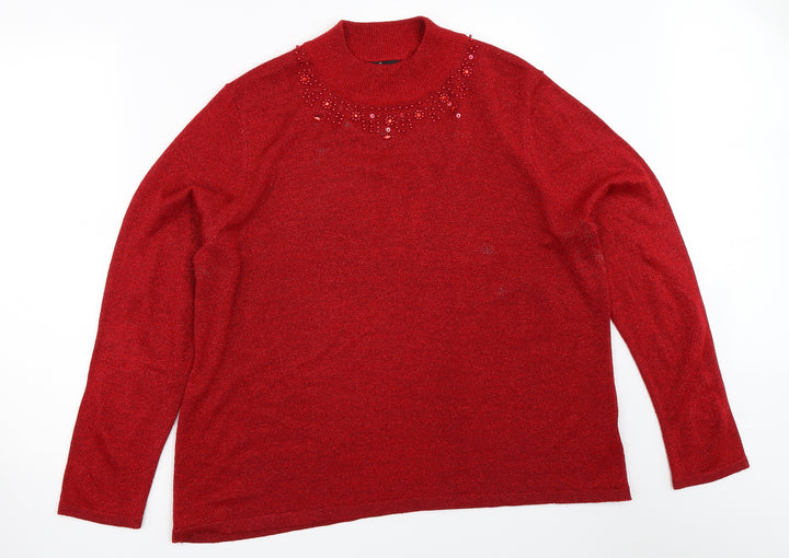 BM Womens Red Pullover Jumper Size L