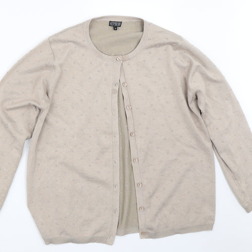 Hepburn Womens Beige   Cardigan Jumper Size M