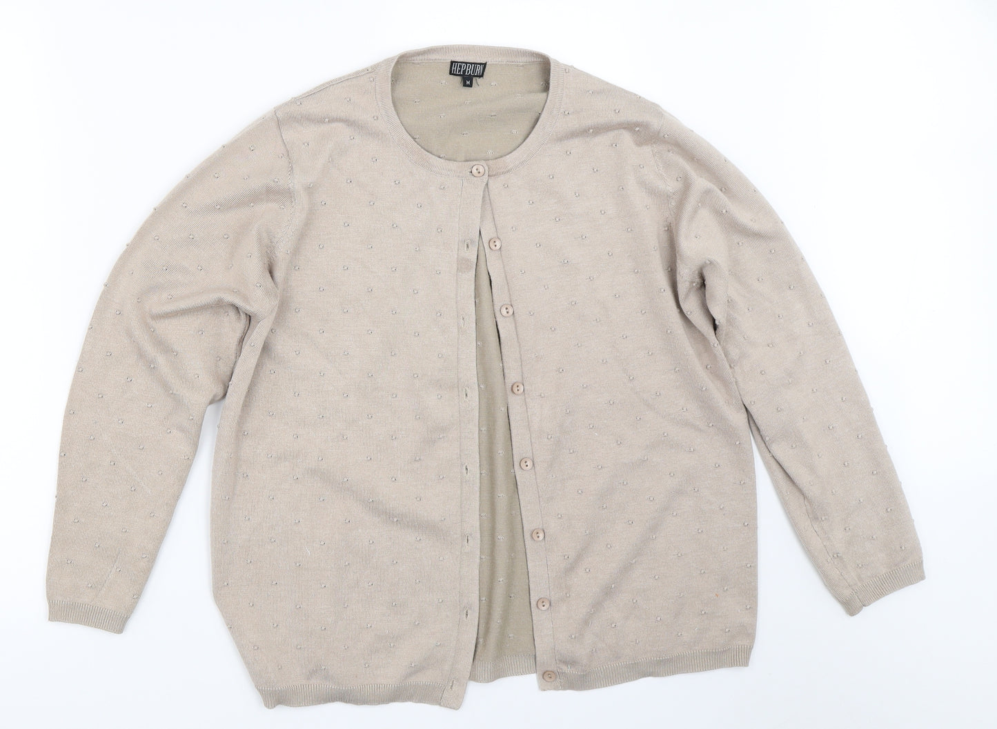 Hepburn Womens Beige   Cardigan Jumper Size M